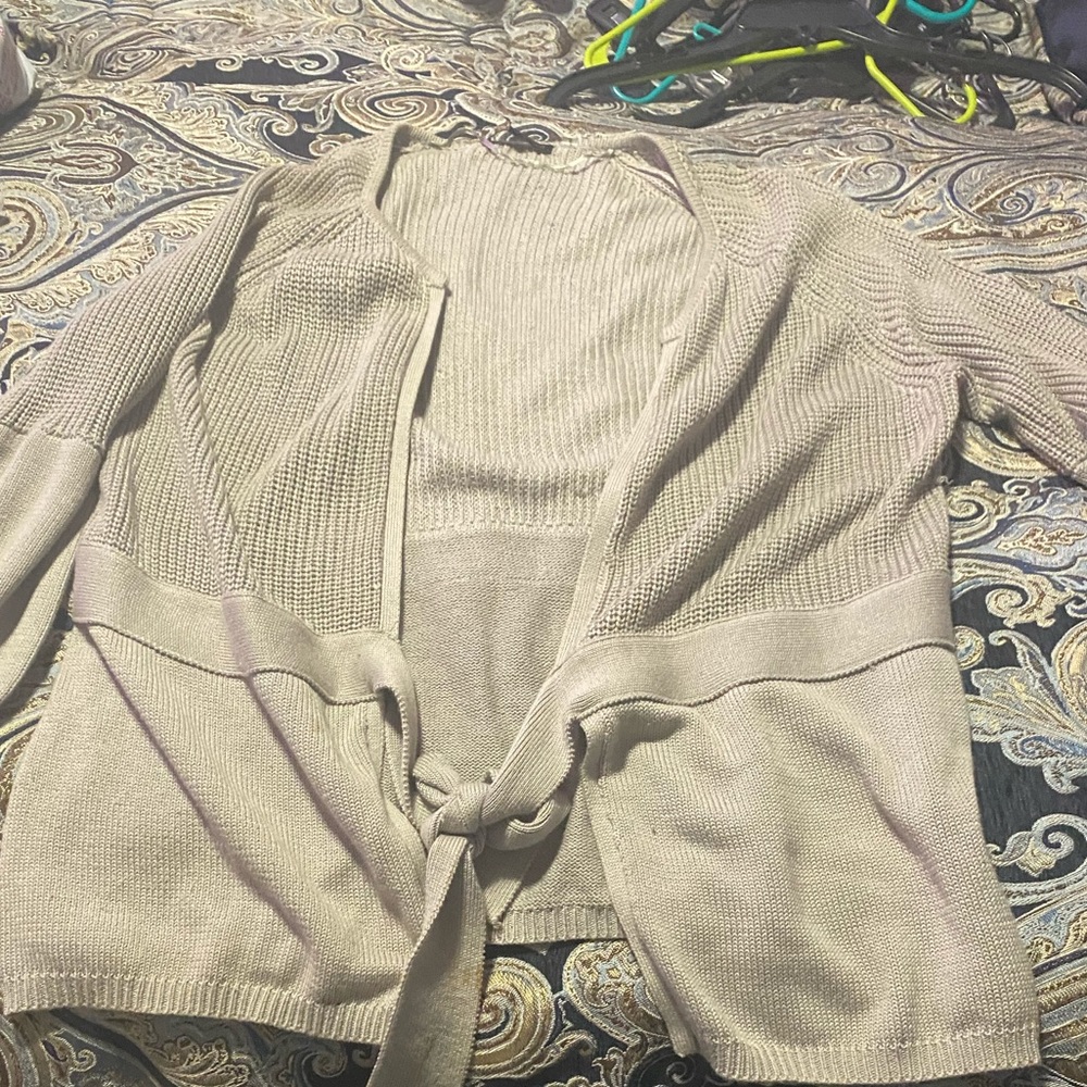 Woman gray Tie up sweater